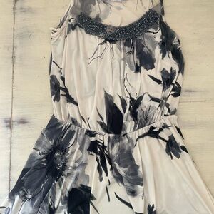 Vintage Charlotte Russe Floral Sleeveless Shirt with Beaded Neckline